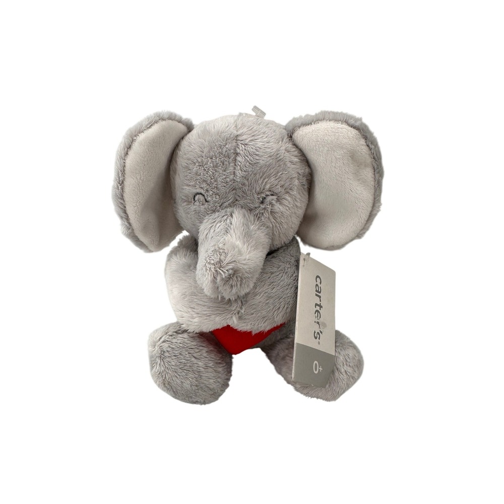 Carters Grey Elephant Plush Red Heart Stuffed Animal 66845 2015 NWT